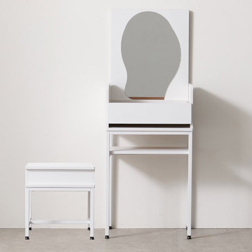 비형 거울 원룸 좁은방 입식 작은방 화장대 의자 포함 500
